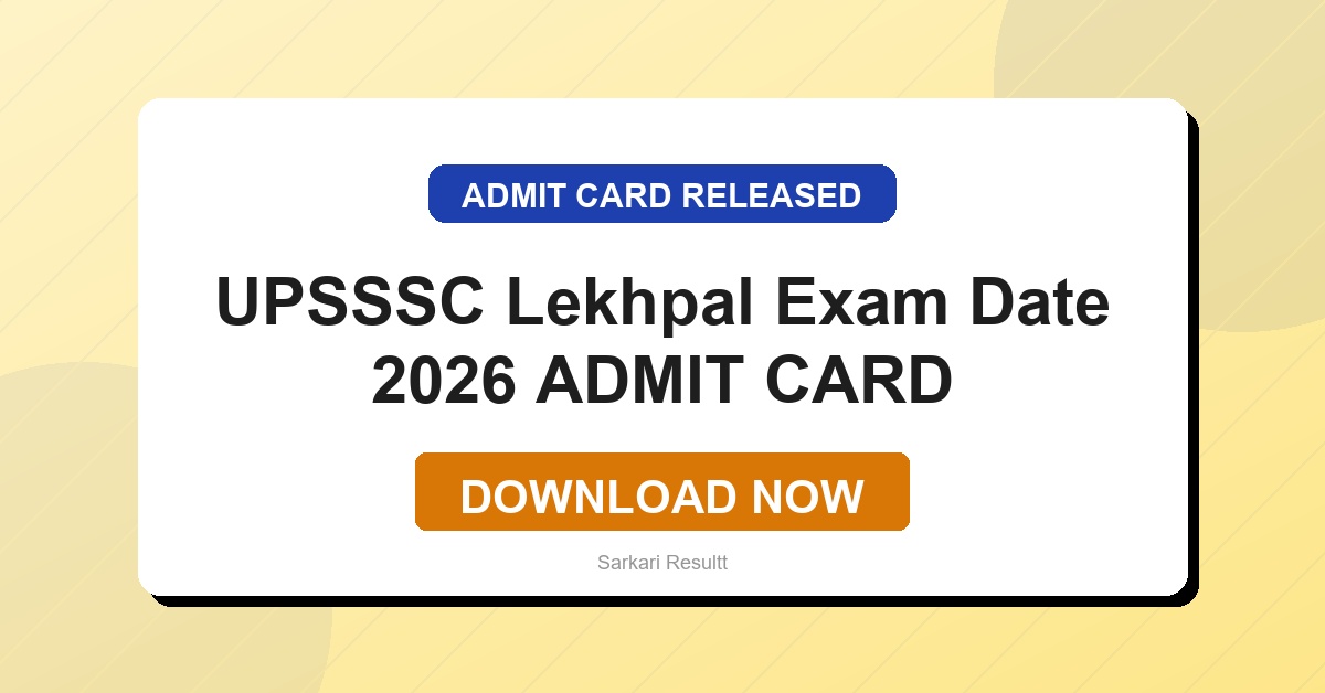 UPSSSC Lekhpal Exam Date 2026 Out – Check Schedule, Exam City & Download Hall Ticket