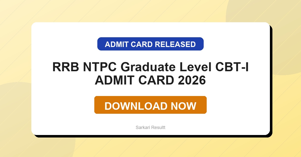 RRB NTPC Graduate Level CBT-I Exam City Details 2026 – Check Venue, Admit Card & Reporting Time