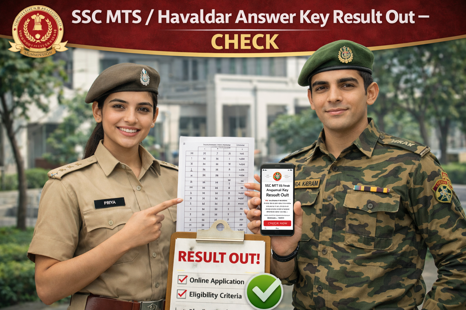 SSC MTS / Havaldar Answer Key Result Out - Check