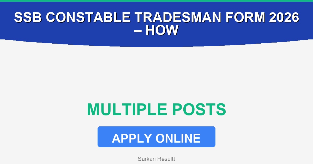 SSB Constable Tradesman Online Form 2026 – How to Apply, Last Date, Eligibility & Fees