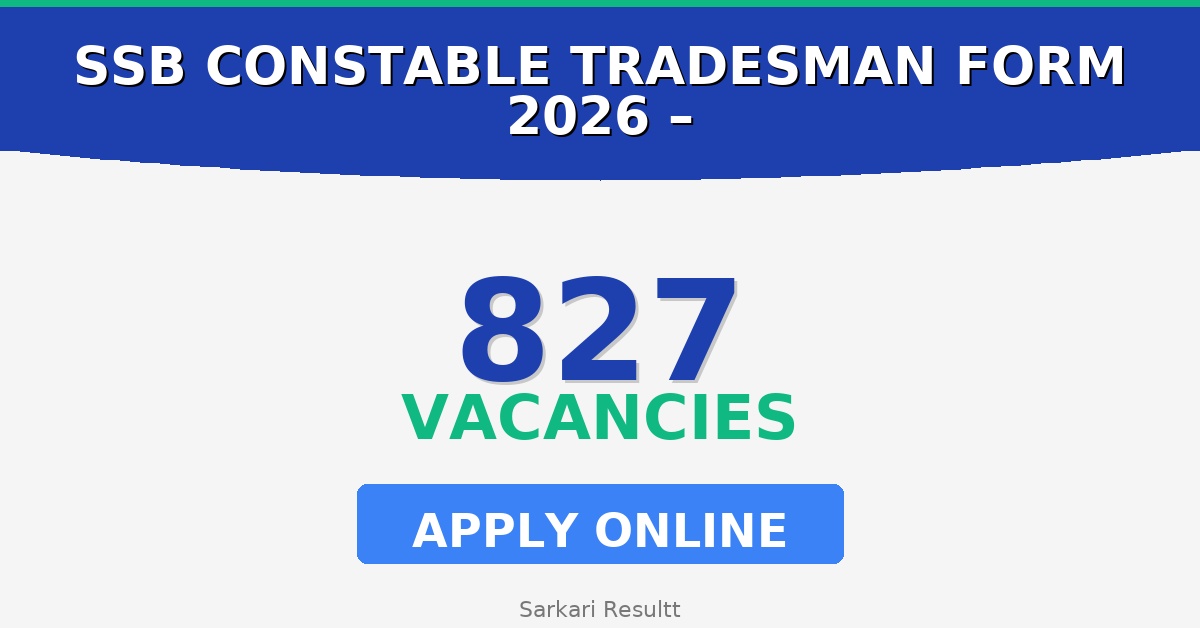 SSB Constable Tradesman Online Form 2026 – 827 Posts, Eligibility, Fee & How to Apply