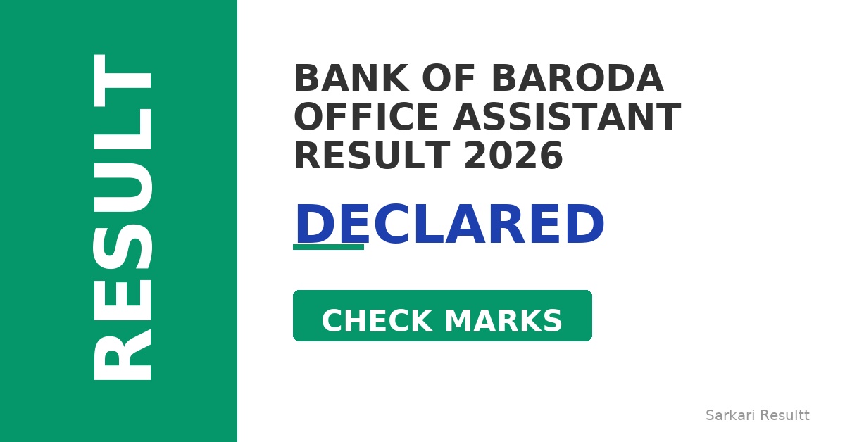 Bank of Baroda Office Assistant Pre Result 2026 Out – Check Score, Cutoff Marks & Merit List PDF