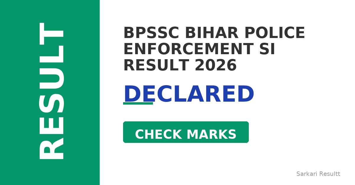 BPSSC Bihar Police Enforcement SI Final Result 2026 Out – Check Score, Cutoff Marks & Download Score Card