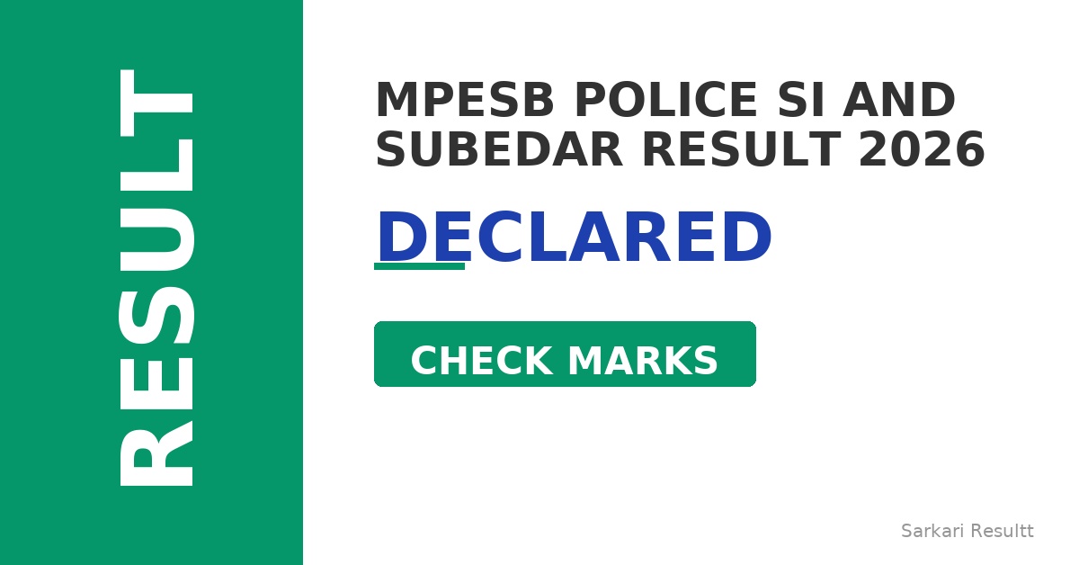 MPESB Police SI and Subedar Result 2026 Out – Check Score, Cutoff Marks & Merit List PDF