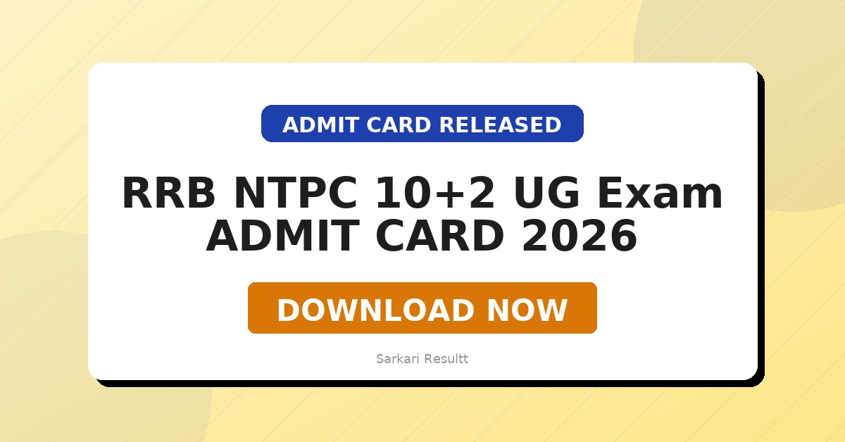 RRB NTPC 10+2 UG Exam City Details 2026 – Check Venue, Admit Card & Reporting Time