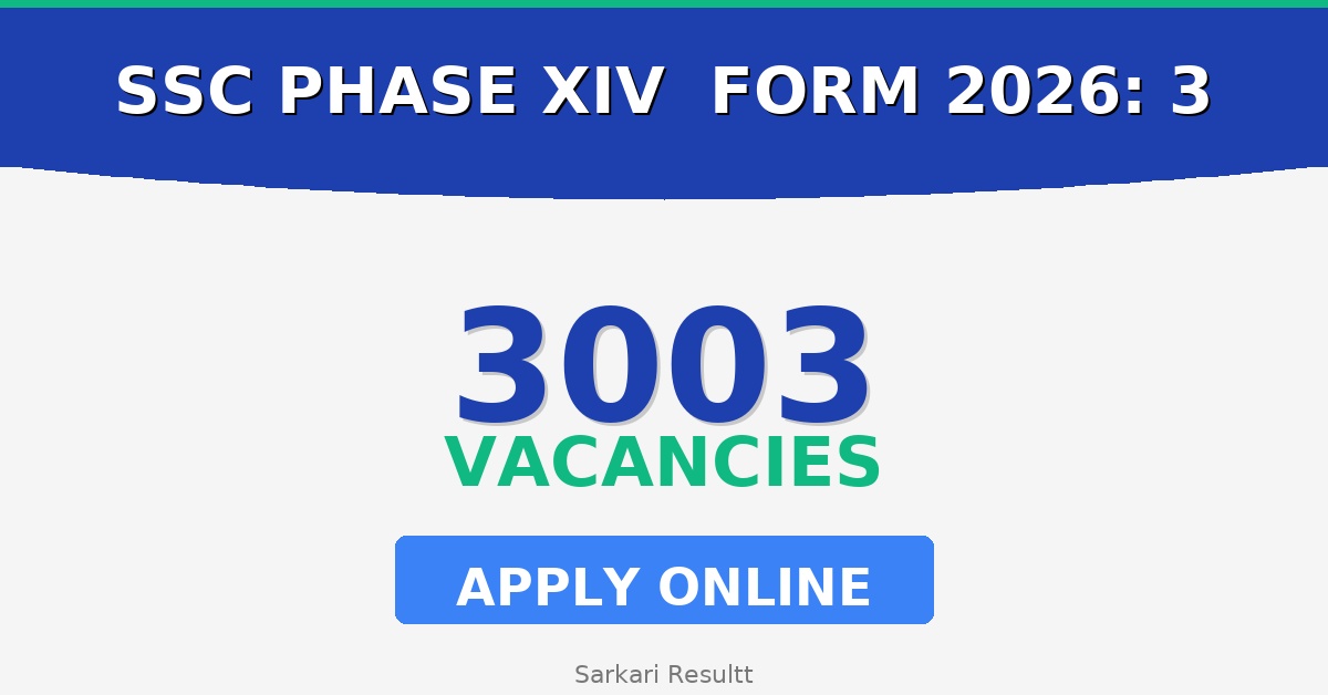 SSC Phase XIV Online Form 2026: 3003 Vacancies, Age Limit, Fees & Last Date