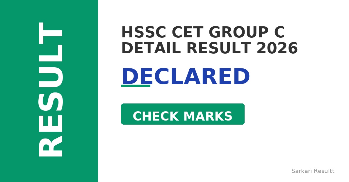 HSSC CET Group C Detail Result 2026 Out – Check Score, Cutoff Marks & Merit List PDF