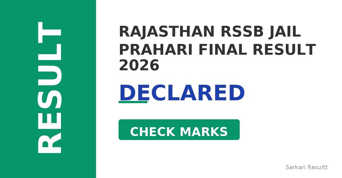 Rajasthan RSSB Jail Prahari Final Result 2026 – Declared, Check Marks, Cutoff & Merit List