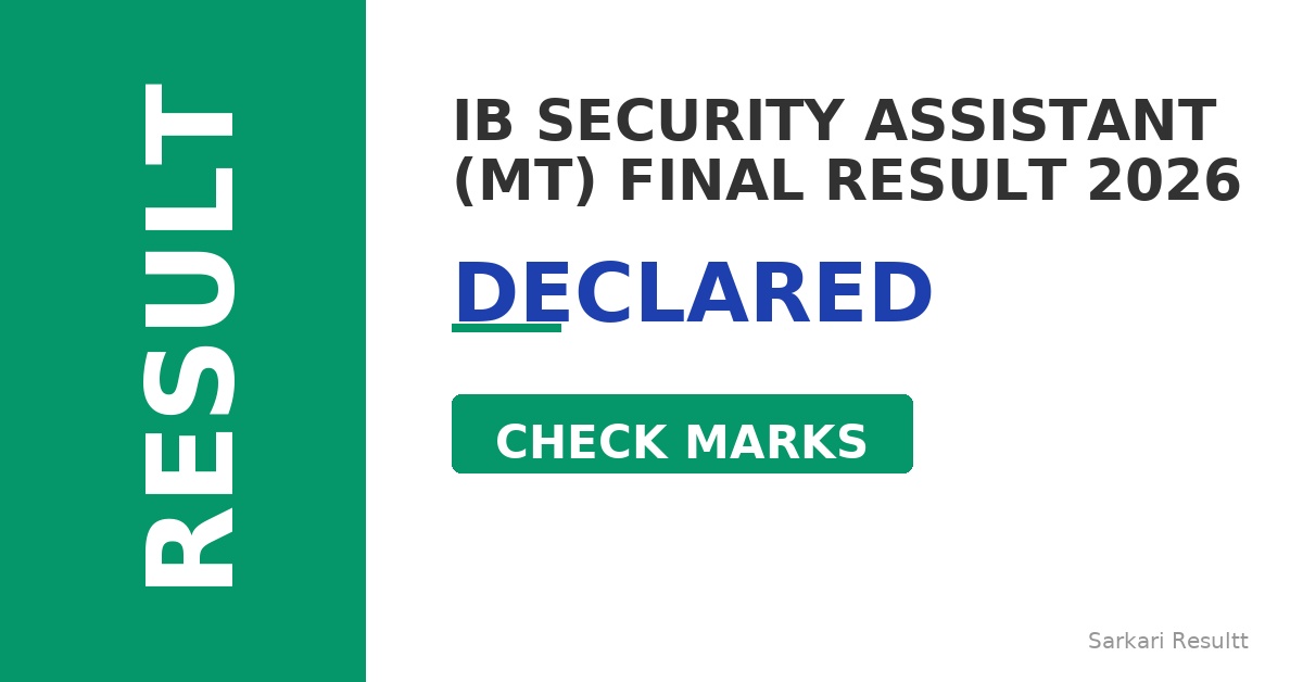 IB Security Assistant (MT) Final Result 2026 – Declared, Check Marks, Cutoff & Merit List