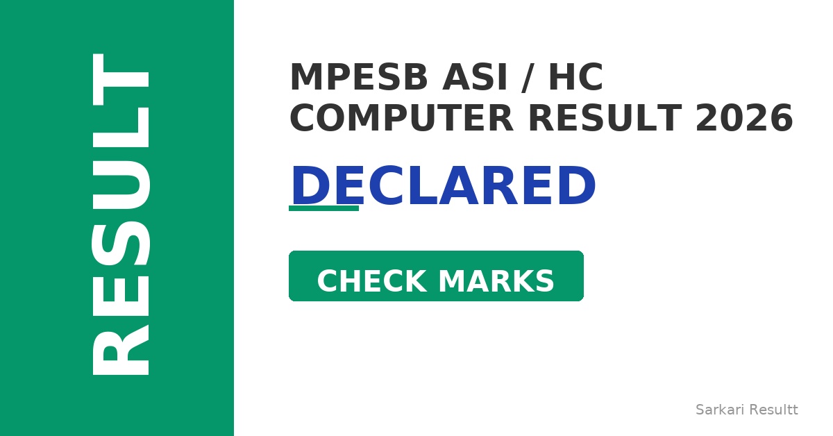 MPESB ASI / HC Computer Result 2026 – Declared, Check Marks, Download Score Card & Cutoff